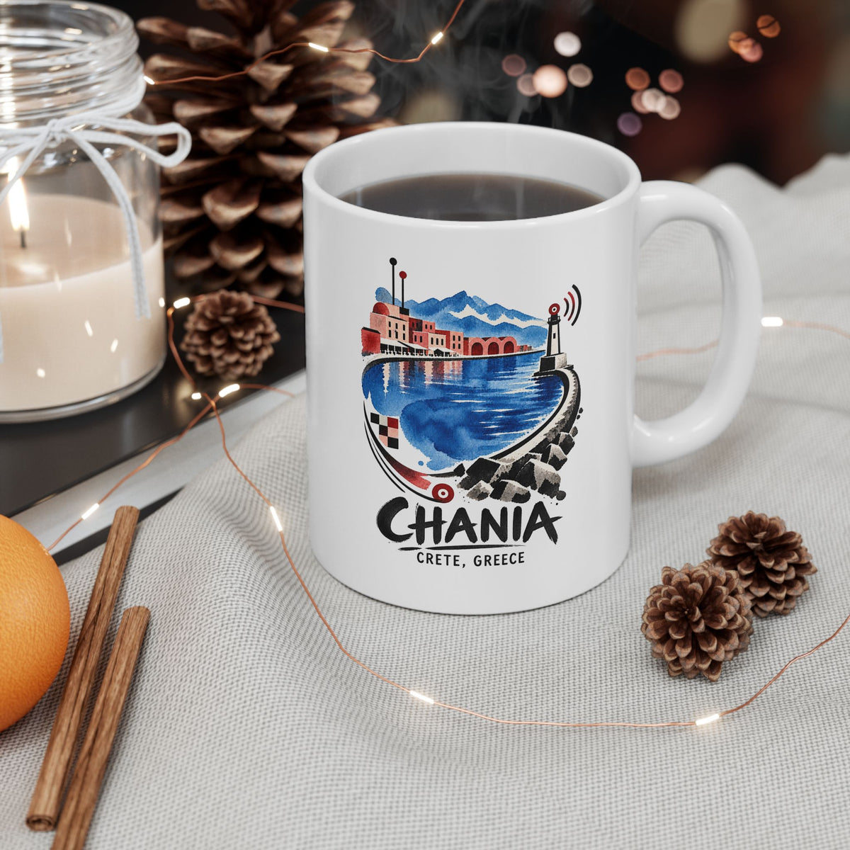 Chania Harbor Morning Mug
