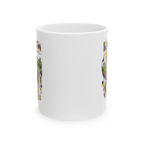 Bloomington Modernist Art Ceramic Coffee Mug | Indiana Souvenir