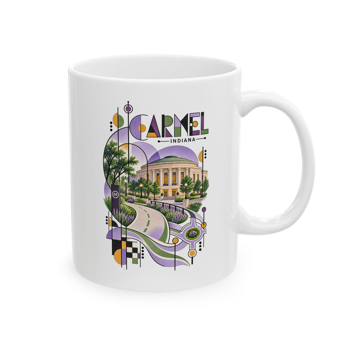 Carmel Indiana Modernist Art Ceramic Coffee Mug | Hometown Souvenir