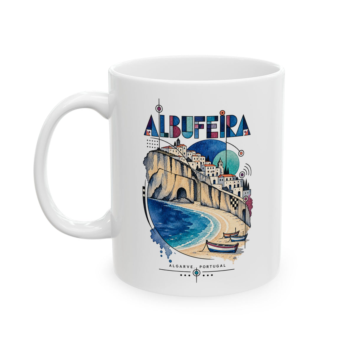 Albufeira Modernist Art Ceramic Coffee Mug | Algarve Portugal Souvenir
