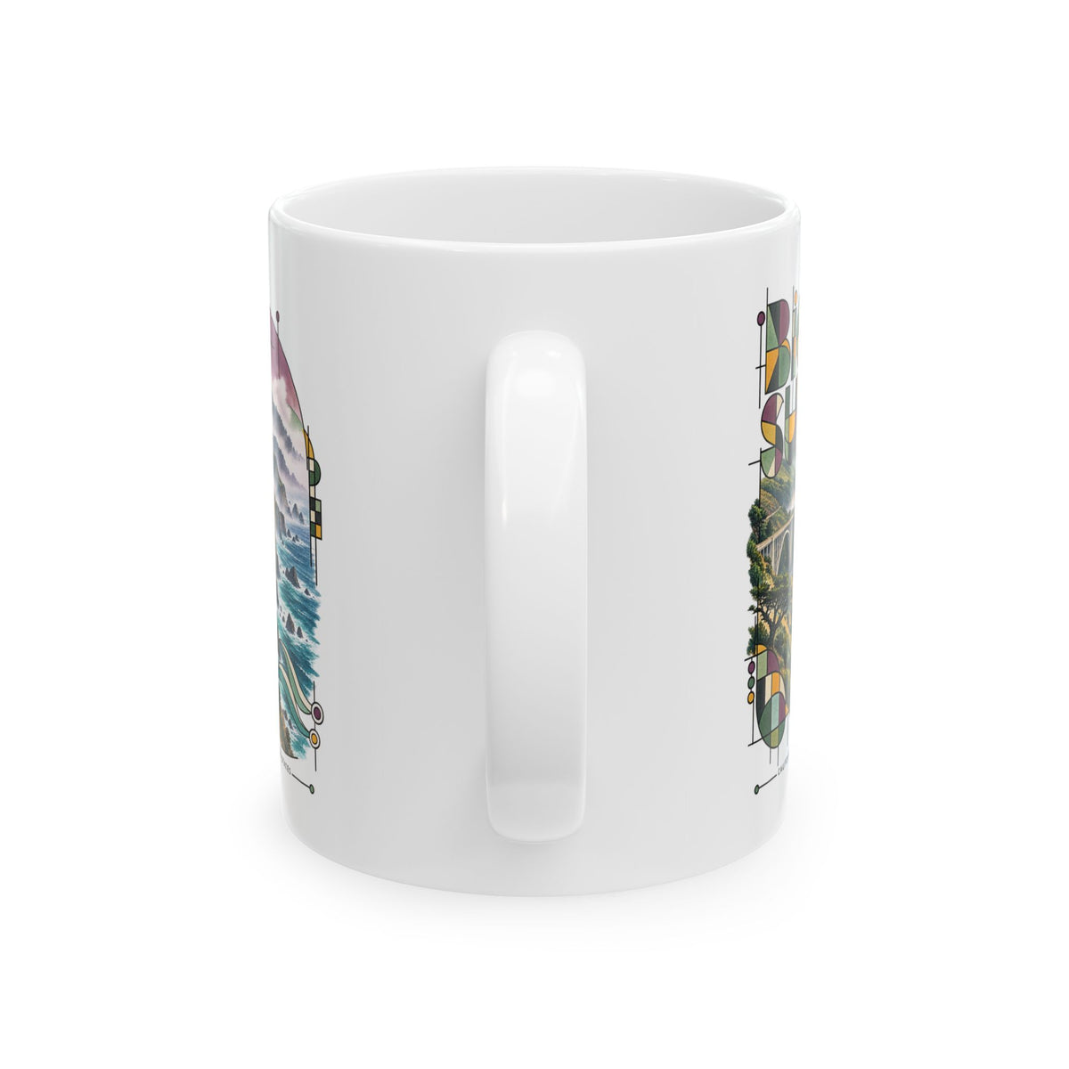 Big Sur Modernist Art Ceramic Coffee Mug | California Coast Souvenir