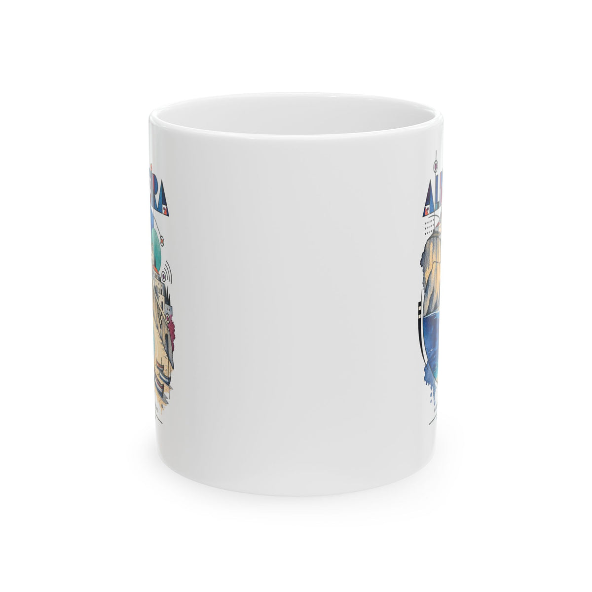 Albufeira Modernist Art Ceramic Coffee Mug | Algarve Portugal Souvenir