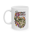 White 11 oz ceramic mug featuring the Indianapolis Monument Circle View destination artwork.