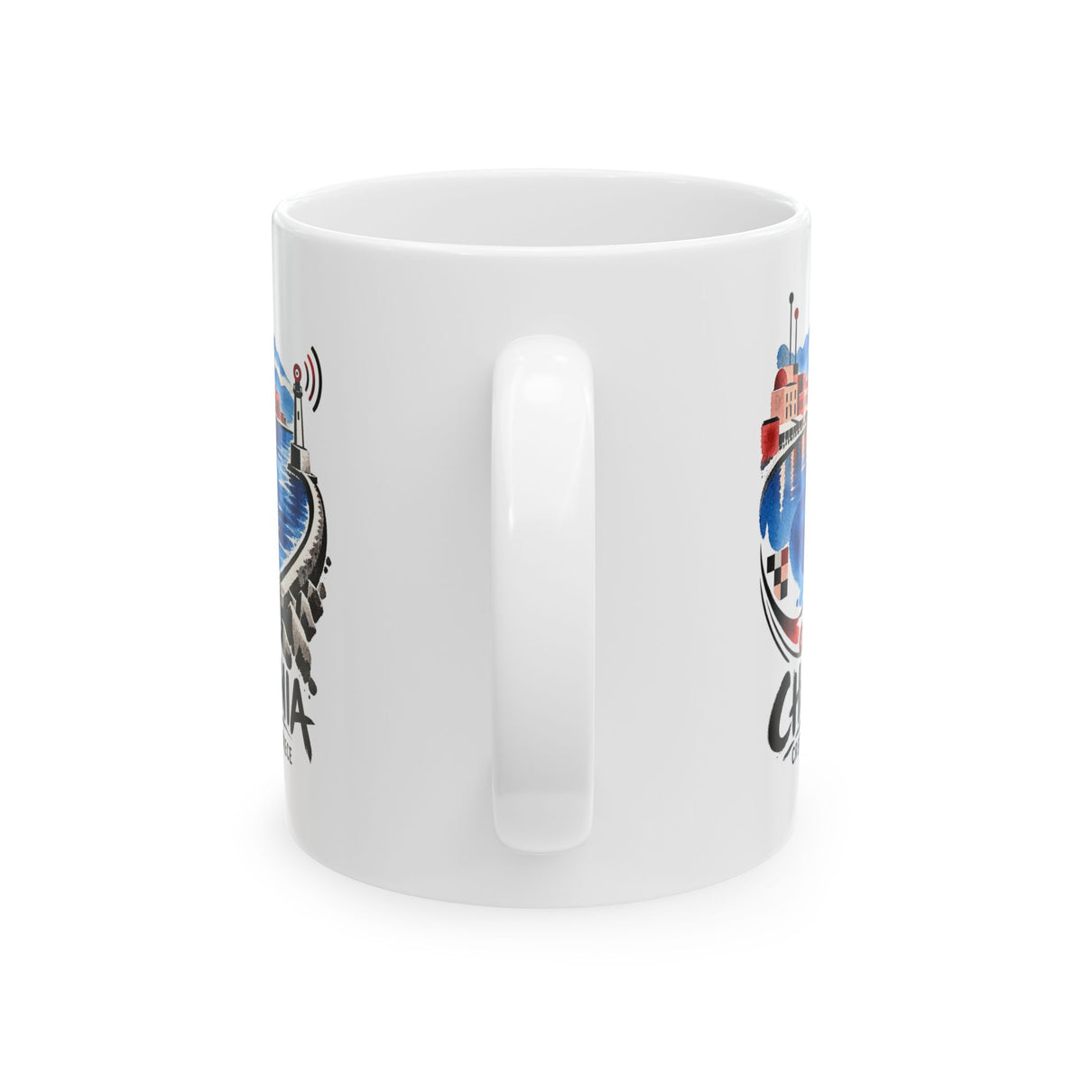 Chania Harbor Art Ceramic Coffee Mug | Crete Greece Souvenir