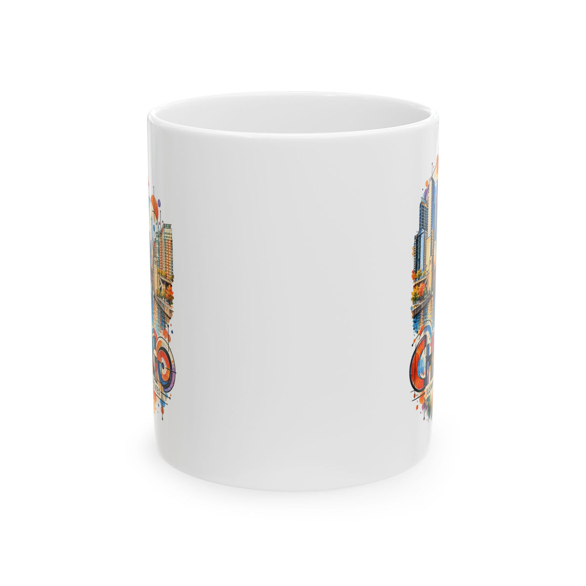 Chicago Modernist Art Ceramic Coffee Mug | Illinois Souvenir