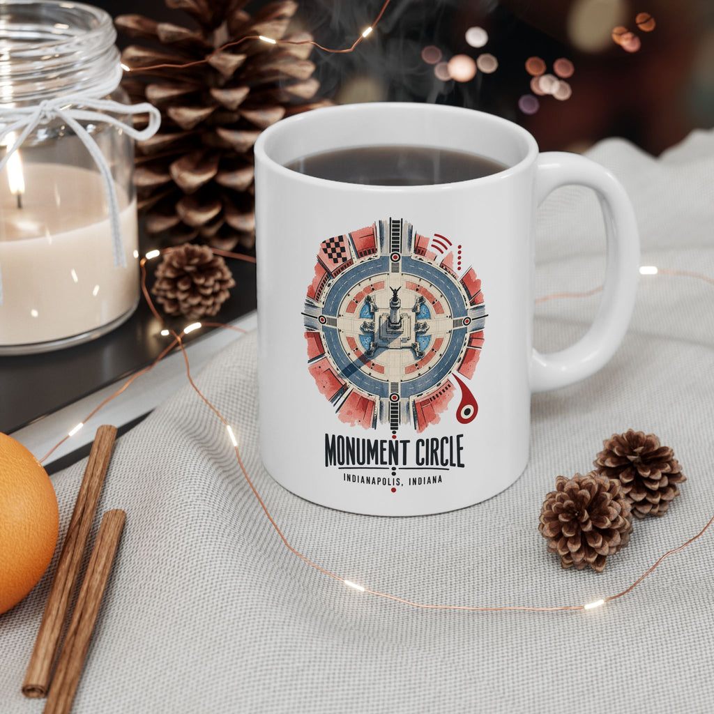 Indianapolis Monument Circle Map Mug | Indiana City Souvenir