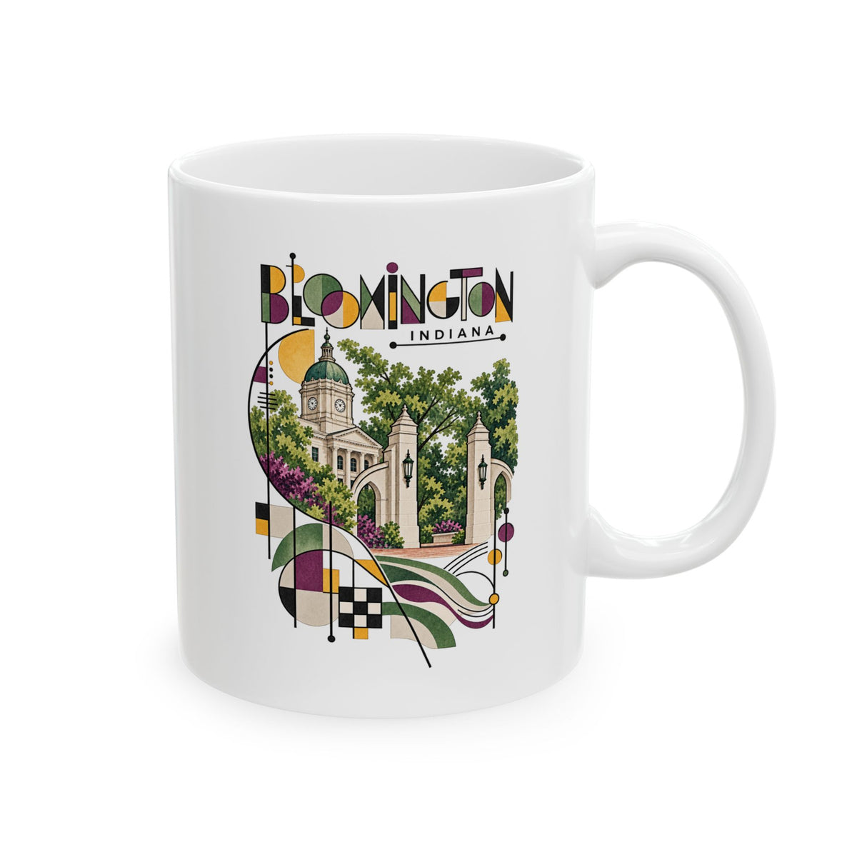 Bloomington Modernist Art Ceramic Coffee Mug | Indiana Souvenir