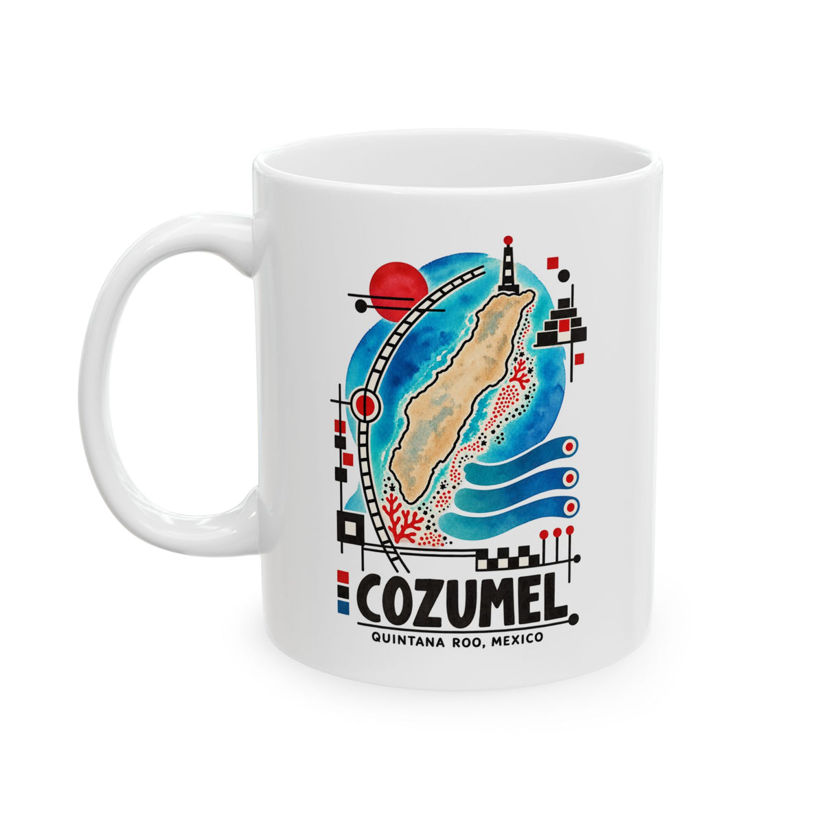 Cozumel Island Art Ceramic Coffee Mug | Mexico Souvenir