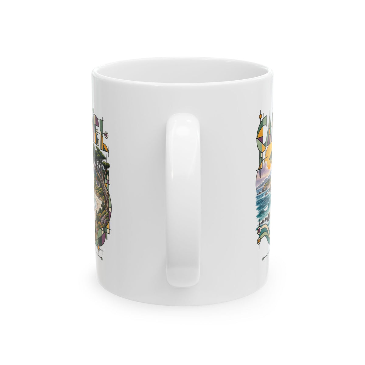 Carmel California Modernist Art Ceramic Coffee Mug | Coastal Souvenir